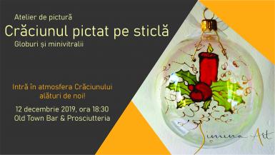 poze atelier de pictura craciunul pictat pe sticla