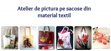 poze atelier de pictura pe sacosa din material textil