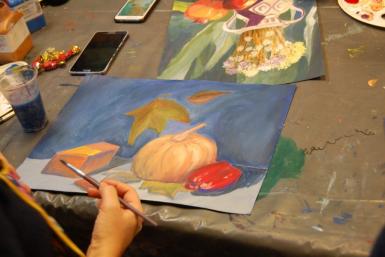 poze curs de pictura in culori acrilice pentru copii la sediu