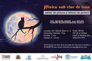 poze pisica sub clar de luna