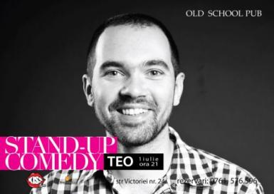 poze stand up comedy cu teo in old school pub