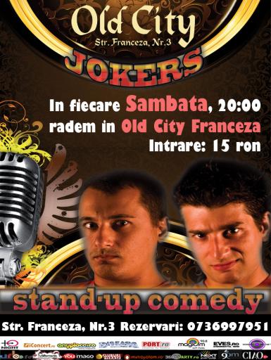 poze stand up comedy cu trupa jokers in old city franceza