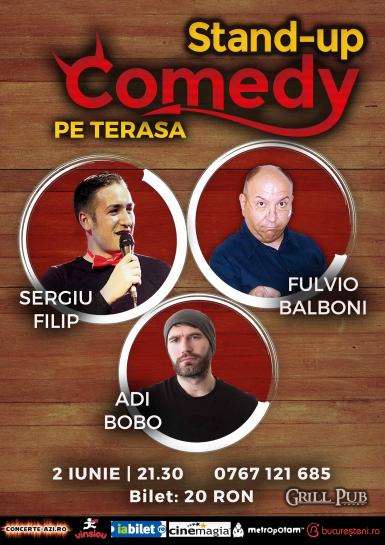 poze stand up comedy pe terasa grill pub 