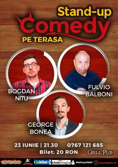 poze stand up comedy pe terasa grill pub 