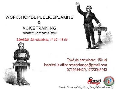 poze workshop de public speaking voice training